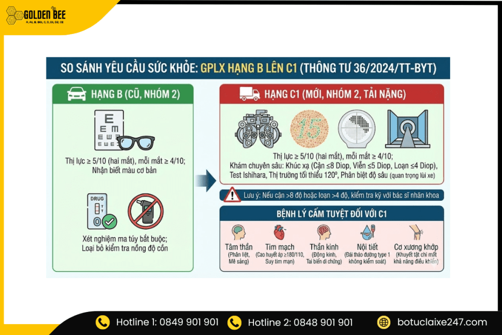 ĐIỀU KIỆN SỨC KHỎE HẠNG C1 - KHÁC BIỆT QUAN TRỌNG