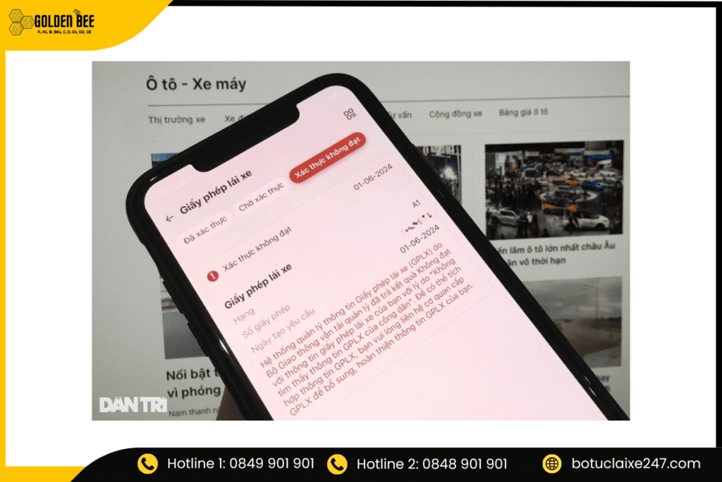 thủ tục đăng ký cấp đổi giấy phép lái xe qua mạng - từ chối hồ sơ